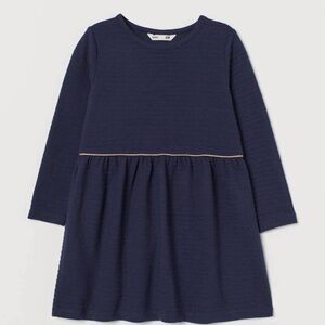 H&M Girls Navy and Gold Jersey Dress Size 6/7